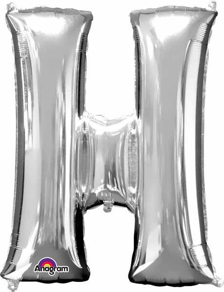 silver foil letter H balloon 34 inch