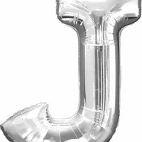 silver foil letter J balloon 34 inch