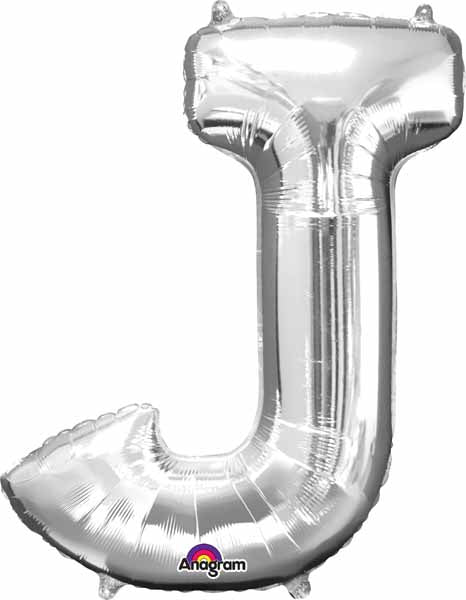 silver foil letter J balloon 34 inch