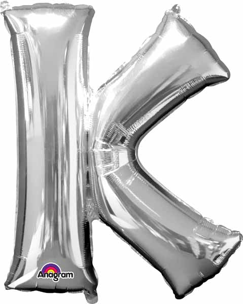 silver foil letter K balloon 34 inch