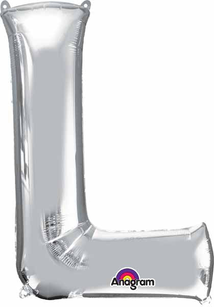 silver foil letter L balloon 34 inch