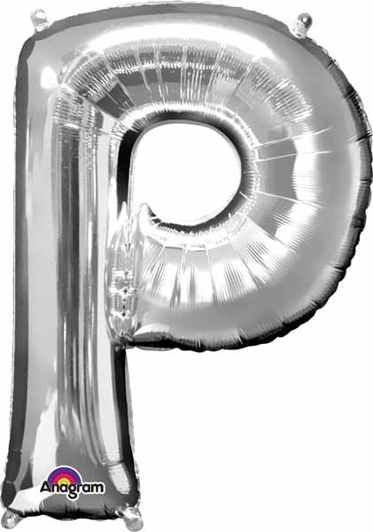silver foil letter P balloon 34 inch