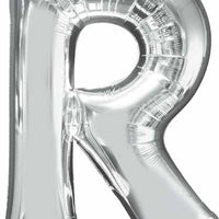 silver foil letter R balloon 34 inch