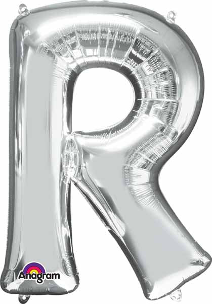 silver foil letter R balloon 34 inch