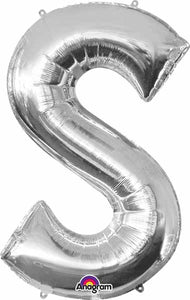 silver foil letter S balloon 34 inch