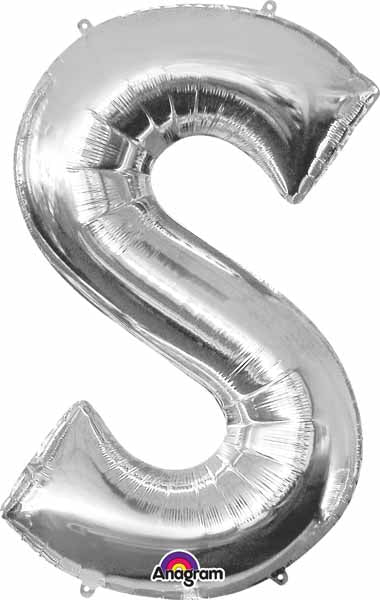silver foil letter S balloon 34 inch