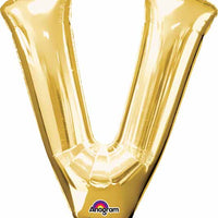 Gold Foil V letter balloon 34 inch