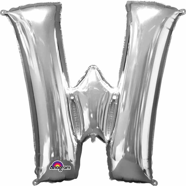 silver foil letter W balloon 34 inch