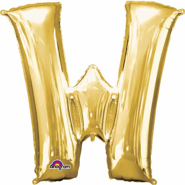 Gold Foil W letter balloon 34 inch