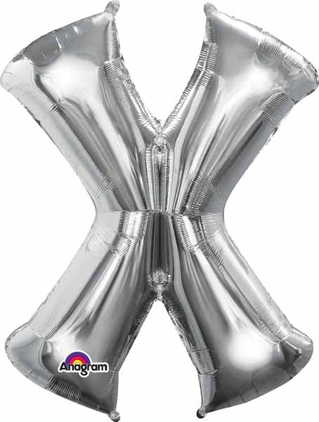 silver foil letter X balloon 34 inch
