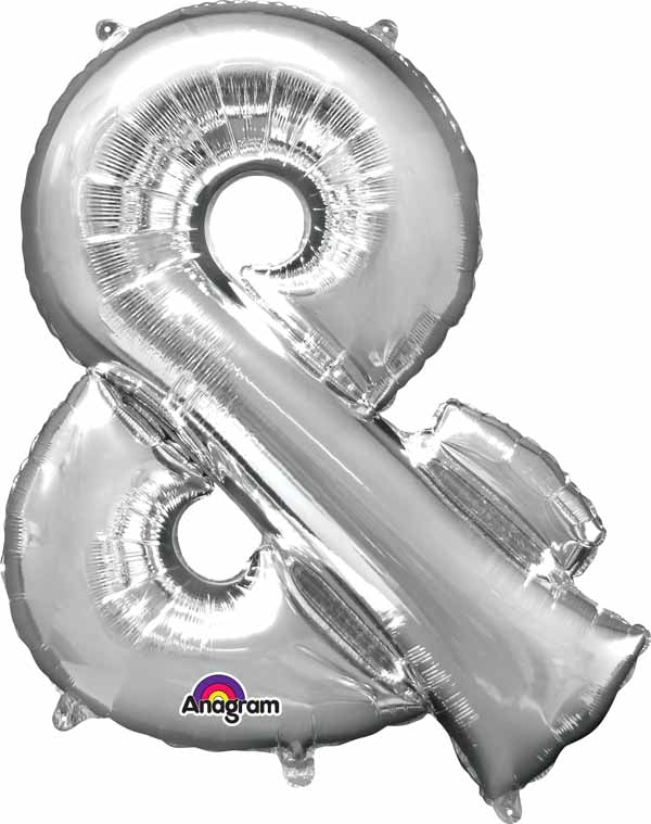 silver & symbol foil balloon 34 inch