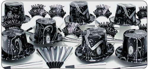 Silver Ebony New Year's Eve Party kit for 50