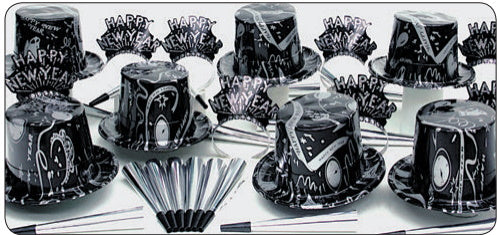 Silver Ebony New Year's Eve Party kit for 50