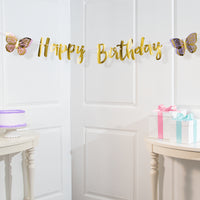 Shimmering Butterfly 7ft foil shaped ribbon banner.
