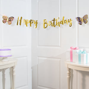 Shimmering Butterfly 7ft foil shaped ribbon banner.