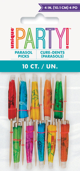 parasol picks in assorted colours 10 per package