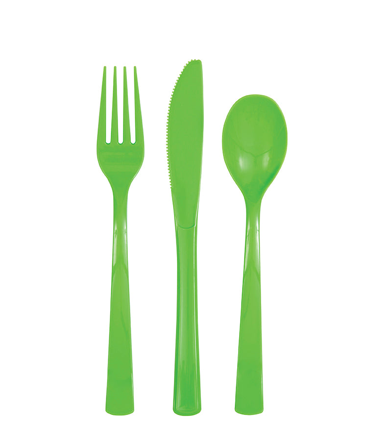 lime green assorted cutlery