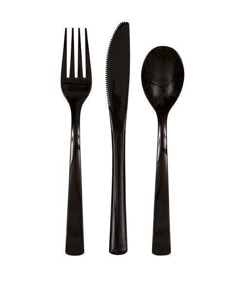 black assorted cutlery