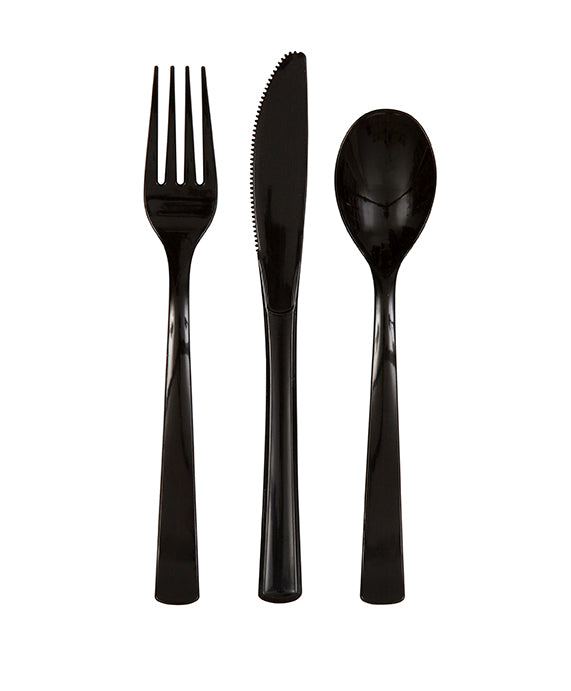 black assorted cutlery