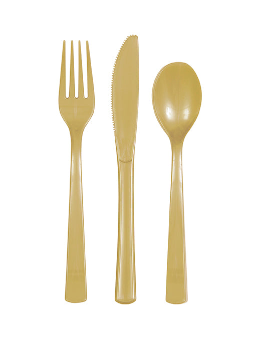 Gold assorted plastic cutlery