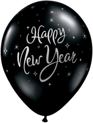 Black New Year printed latex balloon