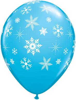 Snowflakes and Sparkle printed latex balloons