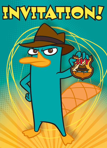 Phineas and Ferb invitations featuring Perry