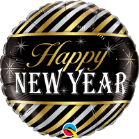 New Year Diagonal Stripes 18" Foil Balloon