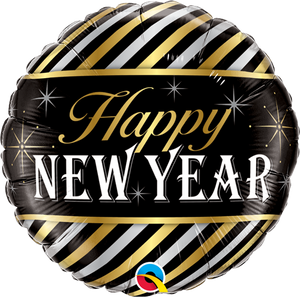New Year Diagonal Stripes 18" Foil Balloon