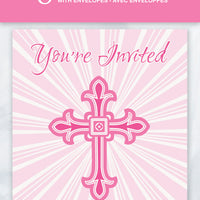 radiant pink cross invitations