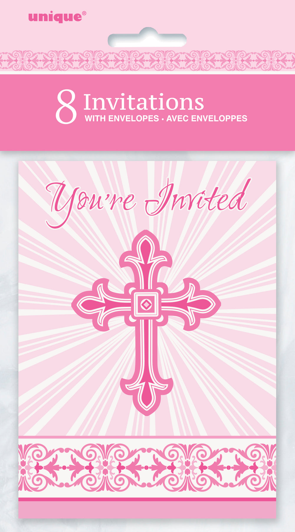 radiant pink cross invitations