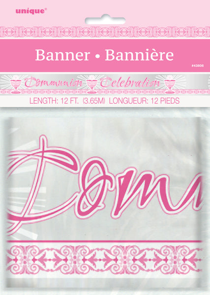 pink radiant cross communion celebration banner, packaged