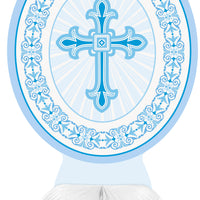 honeycomb centrepiece with blue radiant cross, out of package