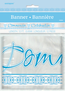 blue radiant cross communion celebration banner, packaged