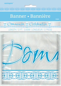 blue radiant cross communion celebration banner, packaged