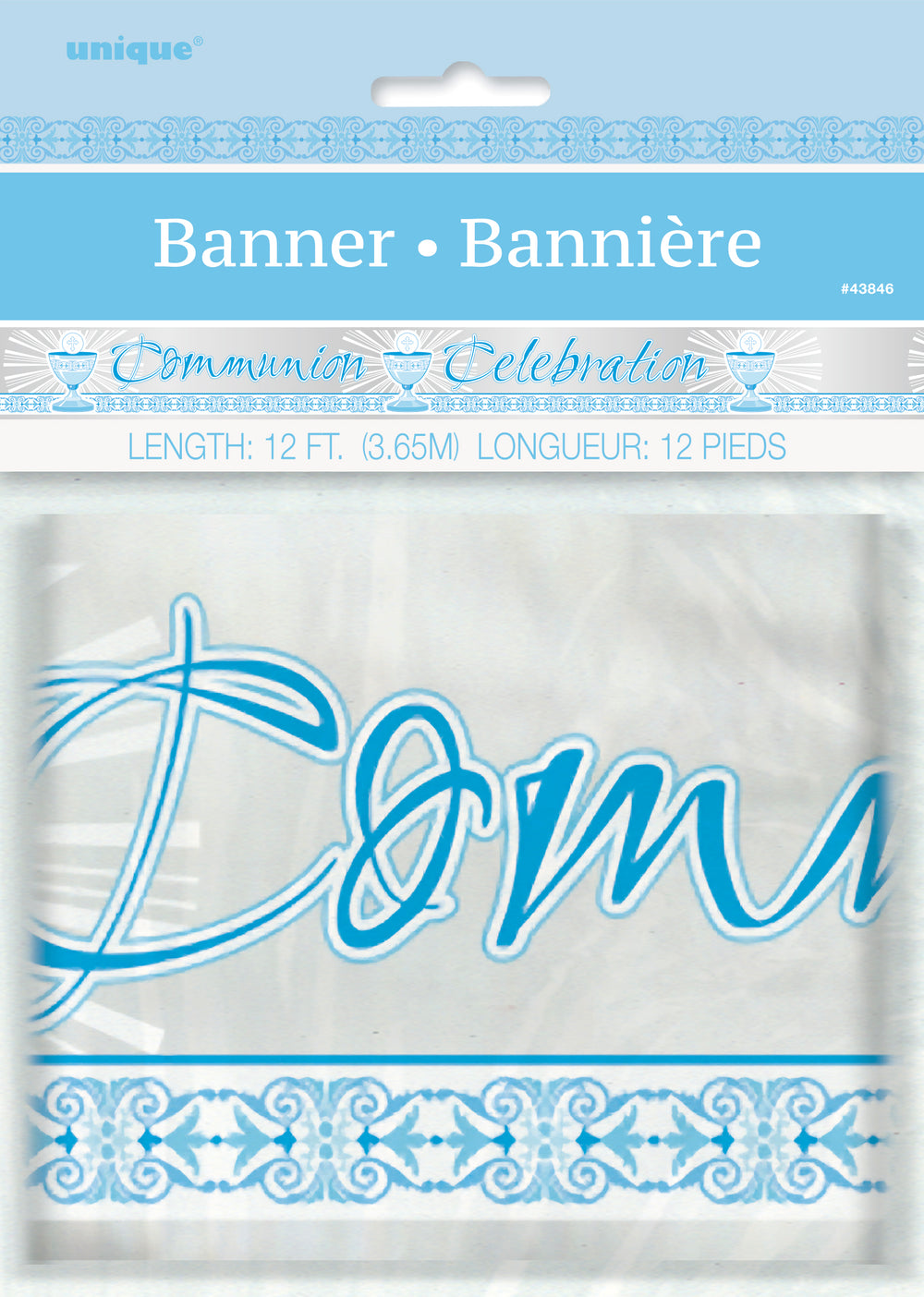 blue radiant cross communion celebration banner, packaged