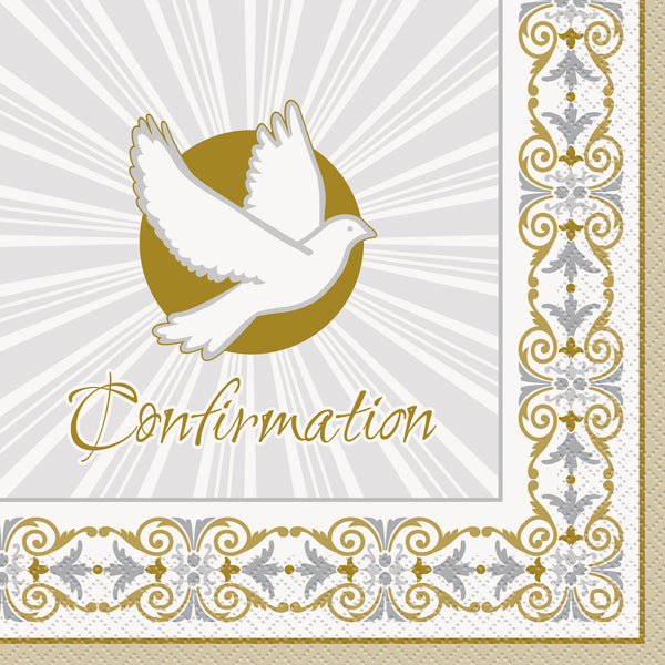 Gold/silver radiant cross confirmation luncheon napkins