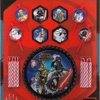 star wars decorating kit, Includes a cake decoration, 8 candles, 4 holders and 4 rings. 