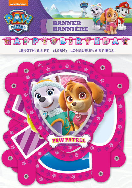 Paw Patrol Girl Happy Birthday Banner, 6.5 feet