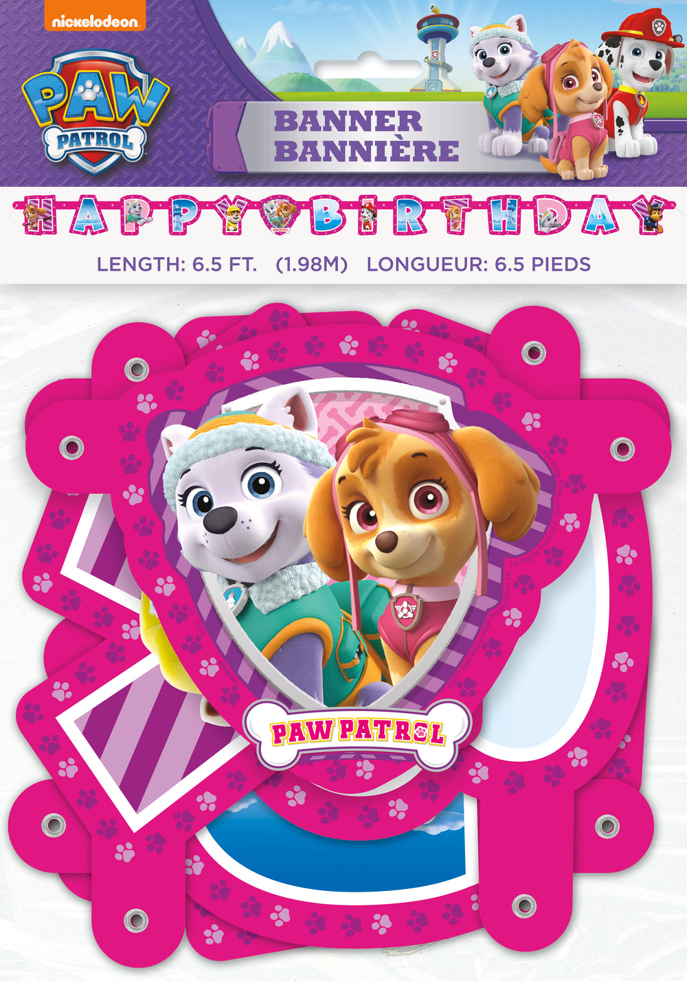 Paw Patrol Girl Happy Birthday Banner, 6.5 feet