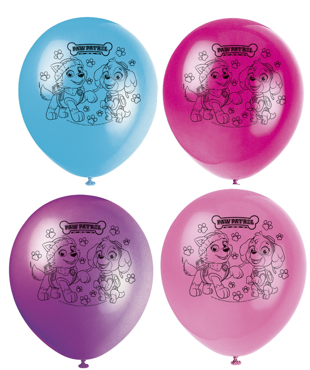 Paw Patrol Girl 12 inch latex balloons, 8 per package