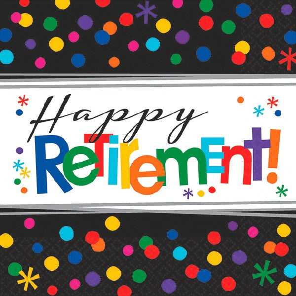 Happy retirement beverage napkins 16 per package