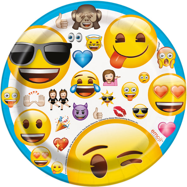 emoji 7 inch plates 8 count assorted emojis