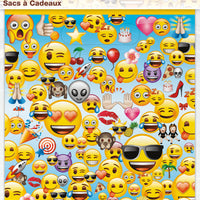 emoji loot bags with assorted emojis on a blue background in package 8 count