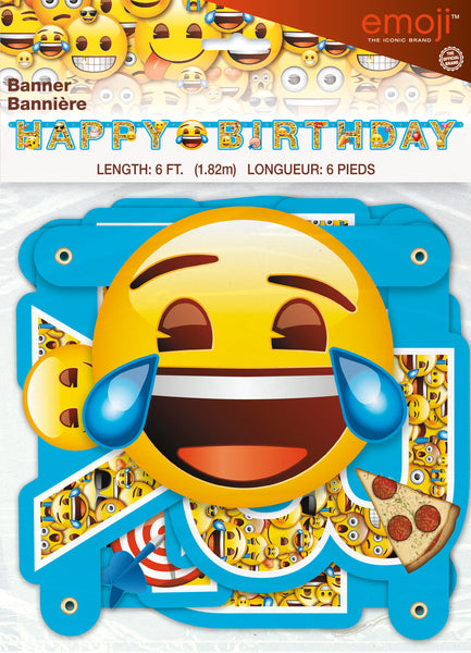 emoji jointed happy birthday banner 6 foot in package
