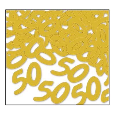 gold #50 confetti, 1 oz per package