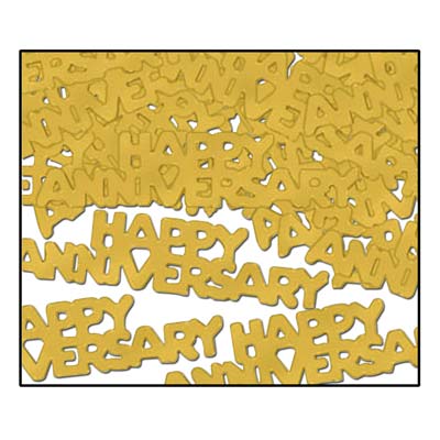 gold happy anniversary confetti, 1 oz per package