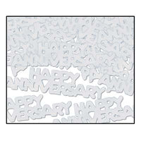 silver happy anniversary confetti, 1 oz per package