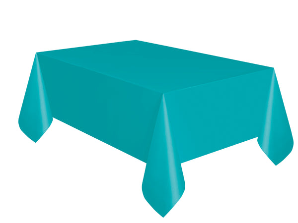 Caribbean Teal Plastic Table Cover