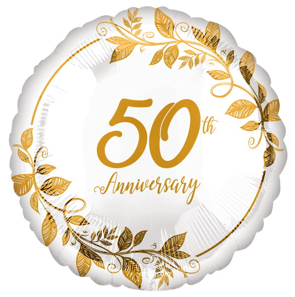 50th Anniversary Heart 18 inch Foil Balloon